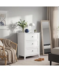 Gaomon 27.5" 3-Drawer Dresser with Lacquered Finish and Gold Knobs