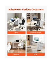 Sugift 47 Inch Reversible Study Desk with Four Fabric Drawers and Metal Frame