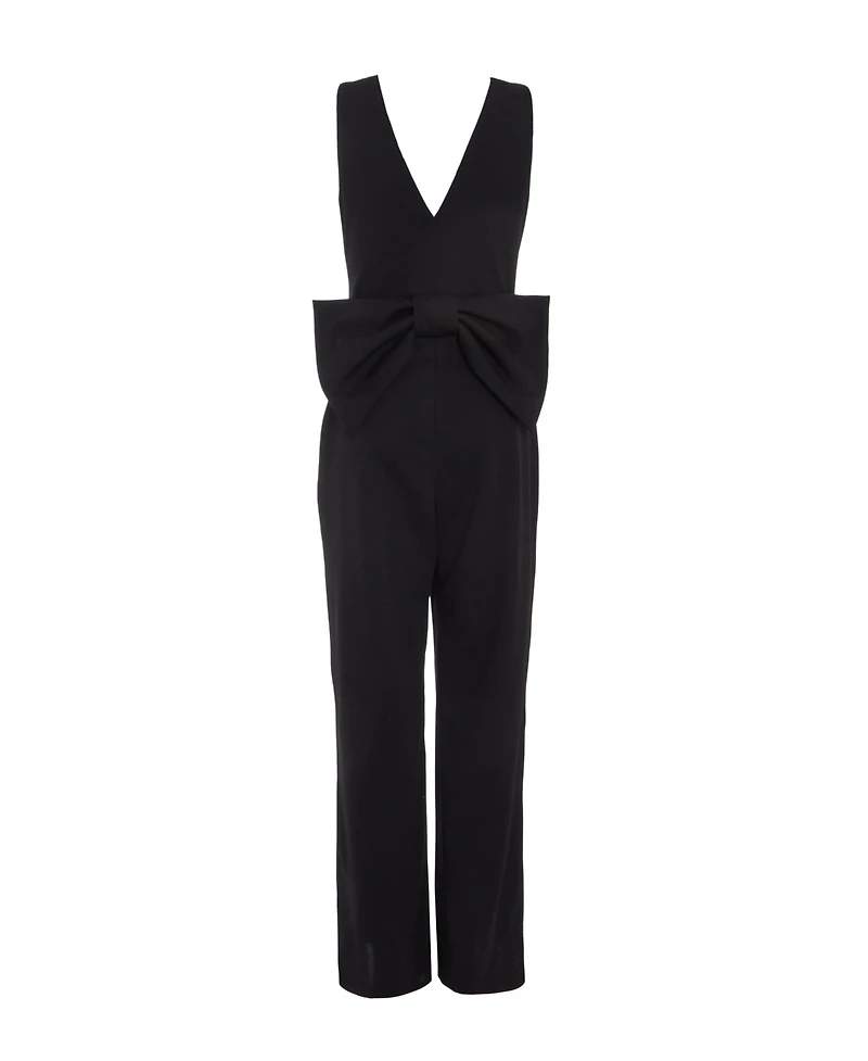 Quiz Women's Button Front Scuba Crepe Jumpsuit With Open Back