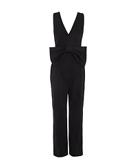 Quiz Women's Button Front Scuba Crepe Jumpsuit With Open Back