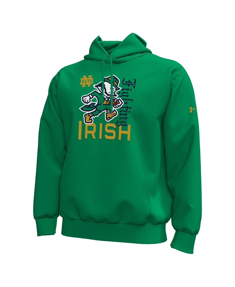 Under Armour Men's Notre Dame Fighting Irish Wear Green Icon Fleece Cotton-Blend Hoodie