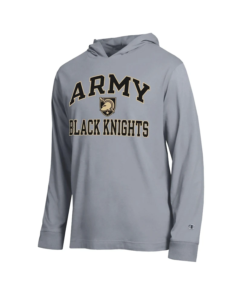 Champion Men's Heather Gray Army Black Knights High Motor All-Star Long Sleeve Hooded T-Shirt