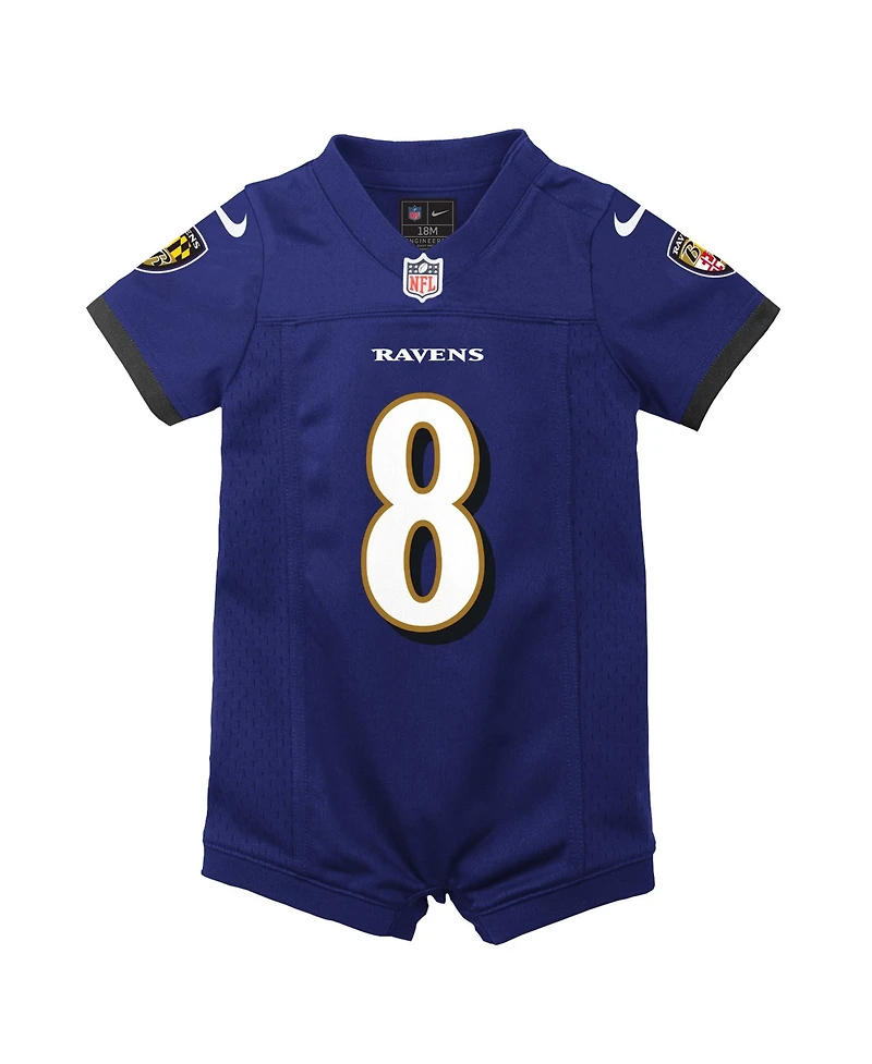 Nike Baby Boys and Girls Lamar Jackson Purple Baltimore Ravens Romper Game Jersey