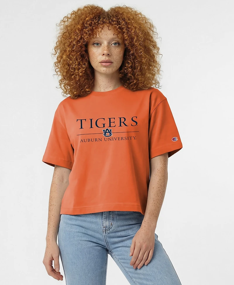 Champion Women's Auburn Tigers Relaxed-Fit Cropped Wordmark T-Shirt