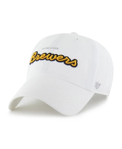 '47 Brand Women's White Milwaukee Brewers Trendy Script Clean Up Adjustable Hat