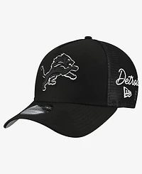 New Era Men's Black Detroit Lions City Script 9FORTY A-Frame Adjustable Hat