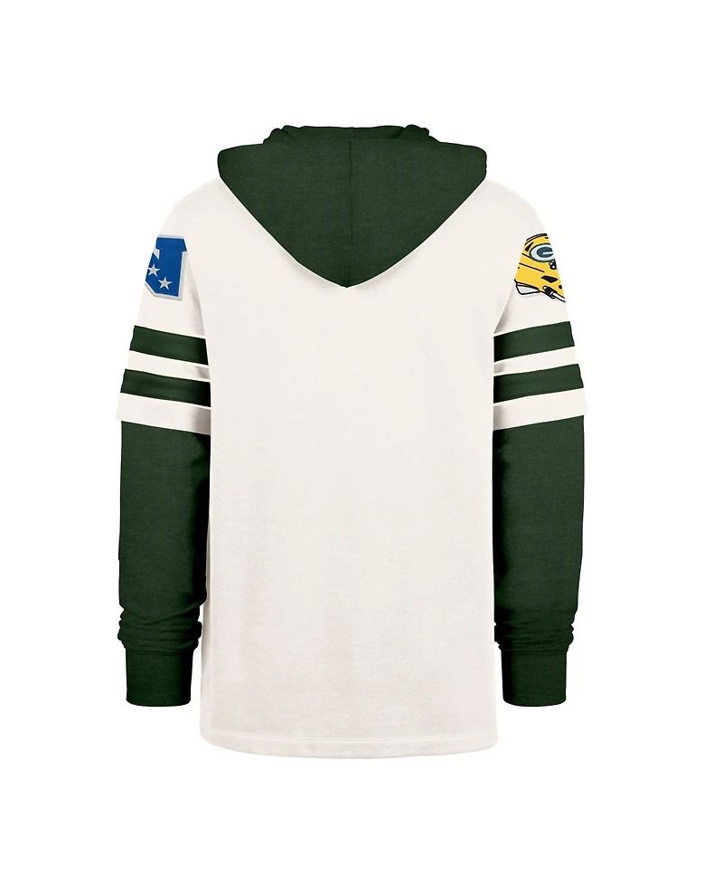 '47 Brand Men's Cream Green Bay Packers Split Zone Cornerback Duo Lacer Hoodie