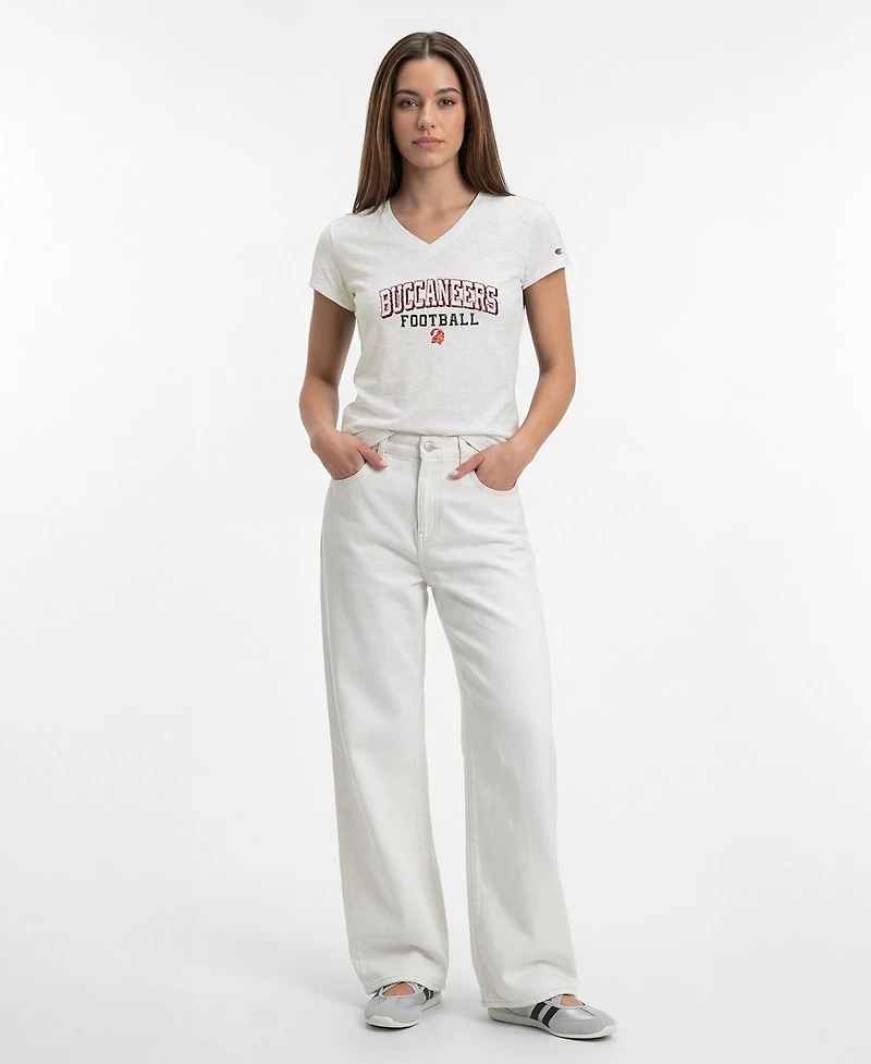 Champion Women's Tampa Bay Buccaneers Triumph Tri-Blend V-Neck Distressed Screen Print T-Shirt