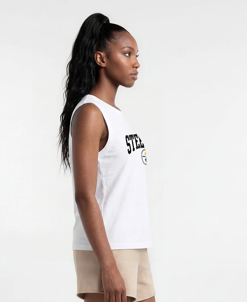 Champion Women's Pittsburgh Steelers Distressed Crewneck Cotton-Blend Tank Top