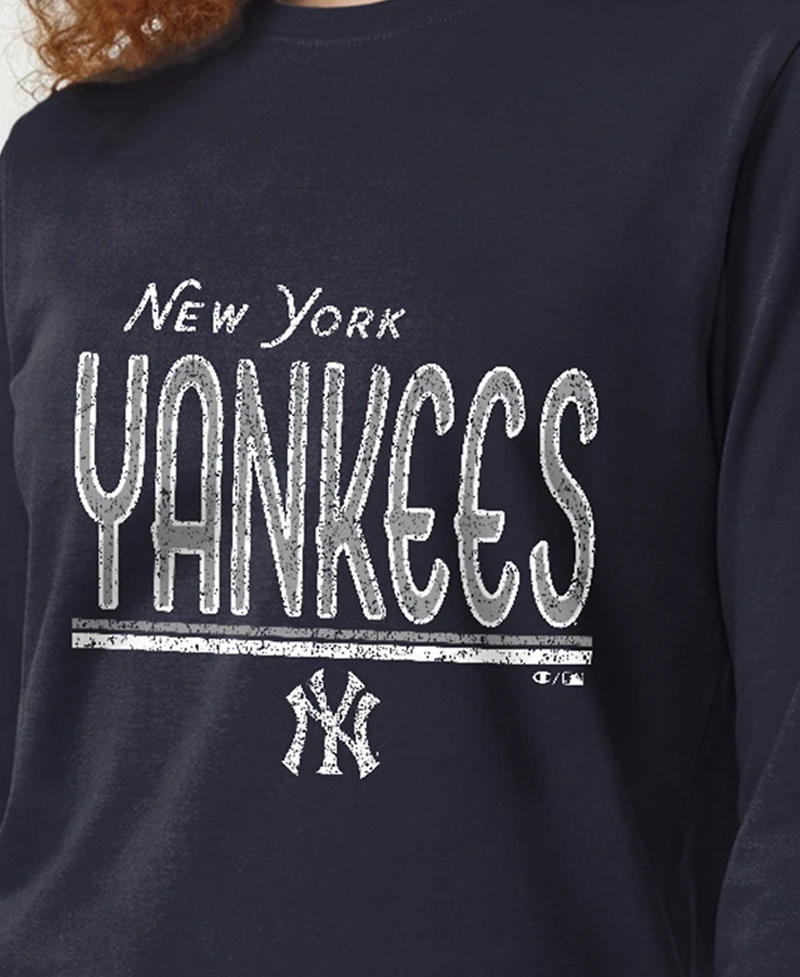 Champion Women's New York Yankees Screen-Print Graphics Long-Sleeve T-Shirt