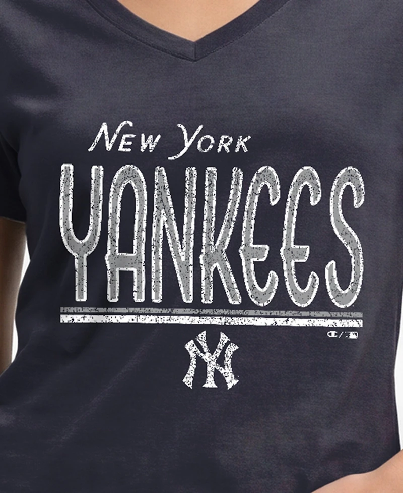 Champion Women's New York Yankees Core V-Neck Classic Fit T-Shirt