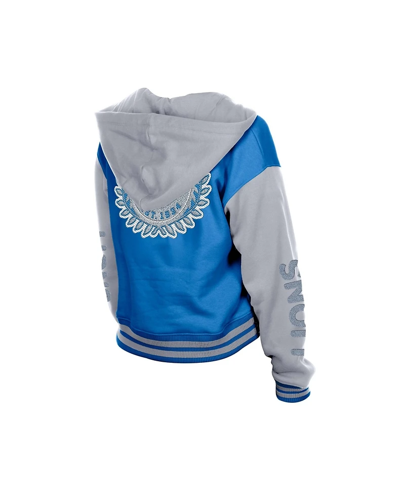 New Era Women's Blue Detroit Lions Throwback Full-Snap Hooded Jacket