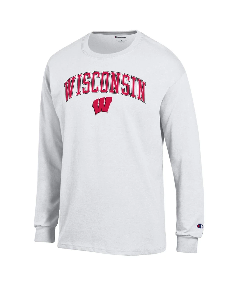 Champion Men's Wisconsin Badgers Arch Over Logo Long-Sleeve Crewneck T-Shirt