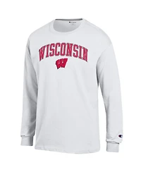 Champion Men's Wisconsin Badgers Arch Over Logo Long-Sleeve Crewneck T-Shirt