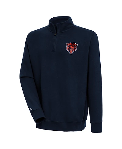 Antigua Men's Navy Chicago Bears Victory Quarter-Zip Pullover Sweatshirt
