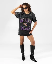 Gameday Couture Women's the Zone Lsu Tigers Drop-Shoulder Micro Rhinestone T-Shirt