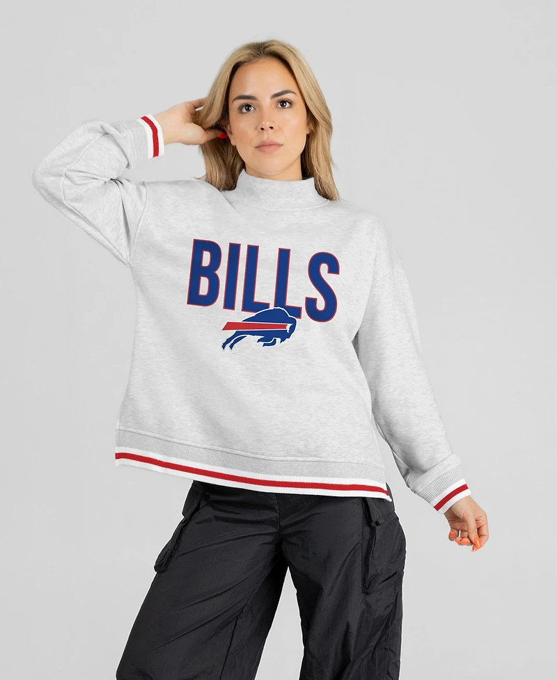 Gameday Couture Women's Buffalo Bills Rally Point Contrast Stripe Mock Neck Long-Sleeve Sweatshirt