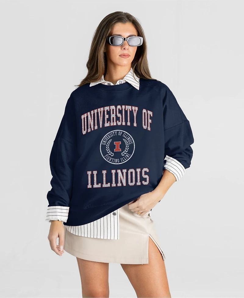 Gameday Couture Women's Illinois Fighting Illini Prime Play Oversized Crewneck Graphic Sweatshirt