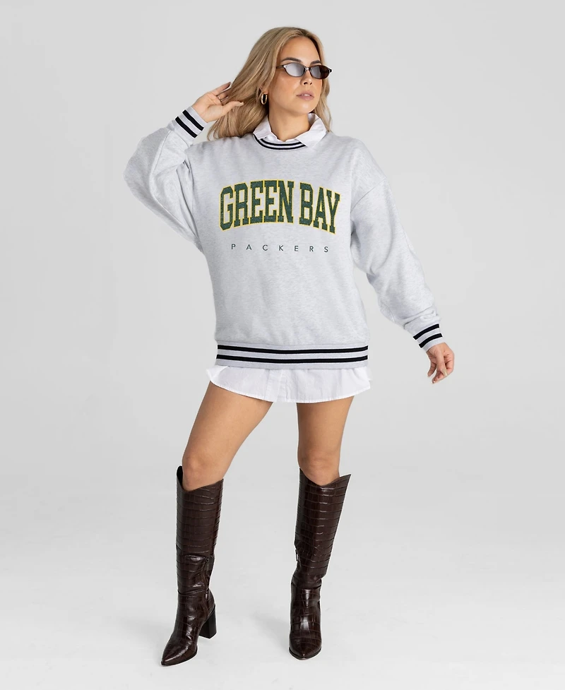 Gameday Couture Women's Green Bay Packers Oversized Easy Energy Ringer Stripe Sweatshirt