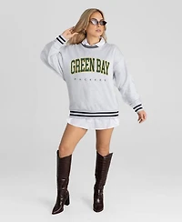 Gameday Couture Women's Green Bay Packers Oversized Easy Energy Ringer Stripe Sweatshirt