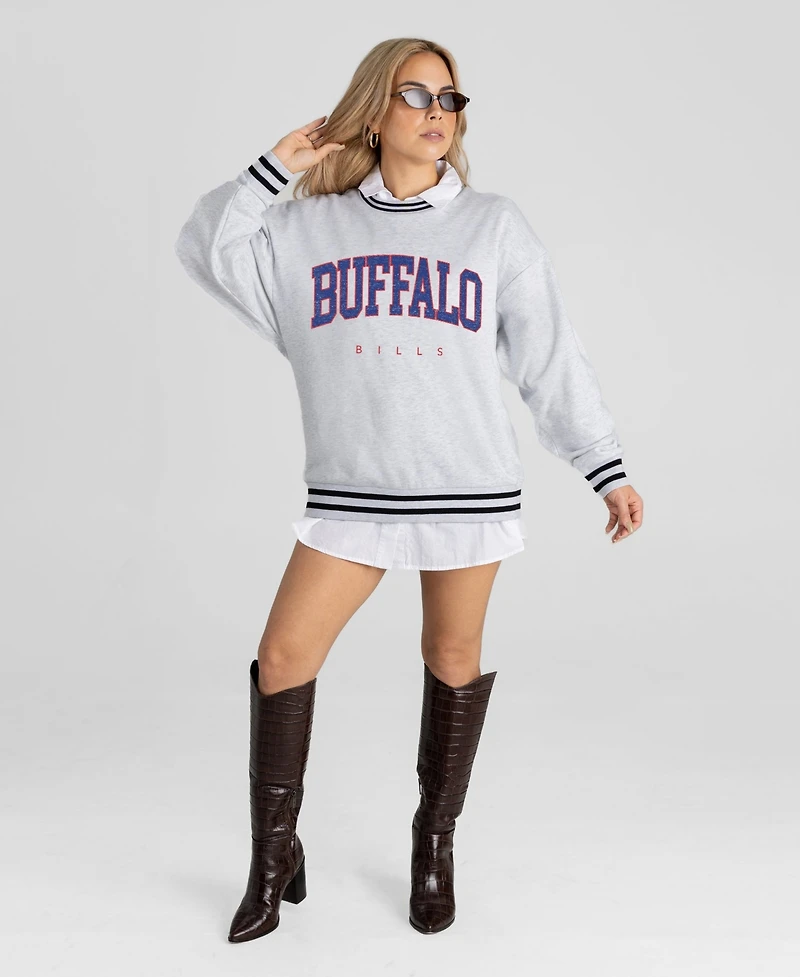 Gameday Couture Women's Buffalo Bills Oversized Easy Energy Ringer Stripe Sweatshirt