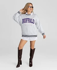 Gameday Couture Women's Buffalo Bills Oversized Easy Energy Ringer Stripe Sweatshirt