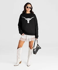 Gameday Couture Women's Bold Move Black Label Premium Texas Longhorns Oversized Drop-Shoulder Sweatshirt