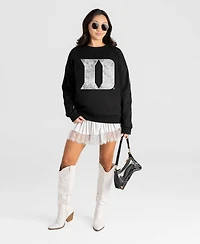 Gameday Couture Women's Duke Blue Devils Bold Move Black Label Premium Oversized Fit Dropped Shoulder Sweatshirt