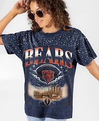 Gameday Couture Women's Chicago Bears Sky's the Limit Washed Micro Rhinestone Screen-Printed Garment-Washed T-Shirt