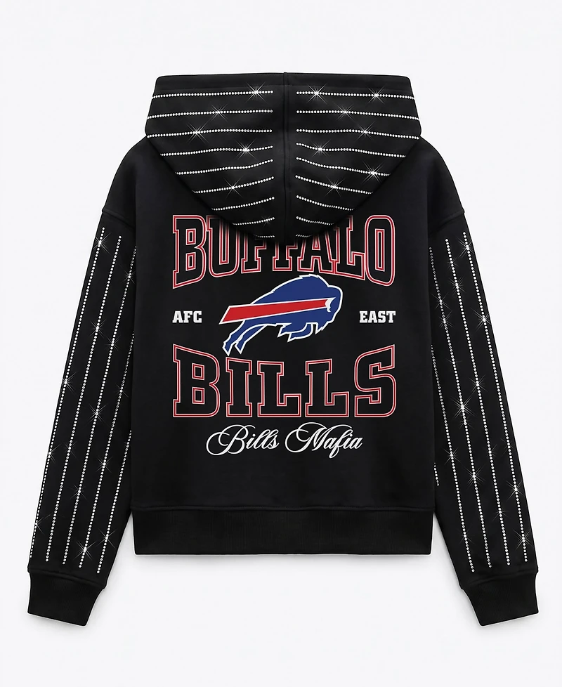 Gameday Couture Women's Buffalo Bills Eyes on the Prize Full-Zip Cropped Dropped-Shoulder Hoodie