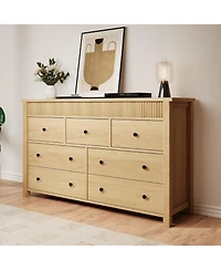 homfan 7-Drawer Dresser for Bedroom Wooden Chest of Drawers, Fluted Tv Stand, Storage Organizer for Living Room, Hallway or Entryway