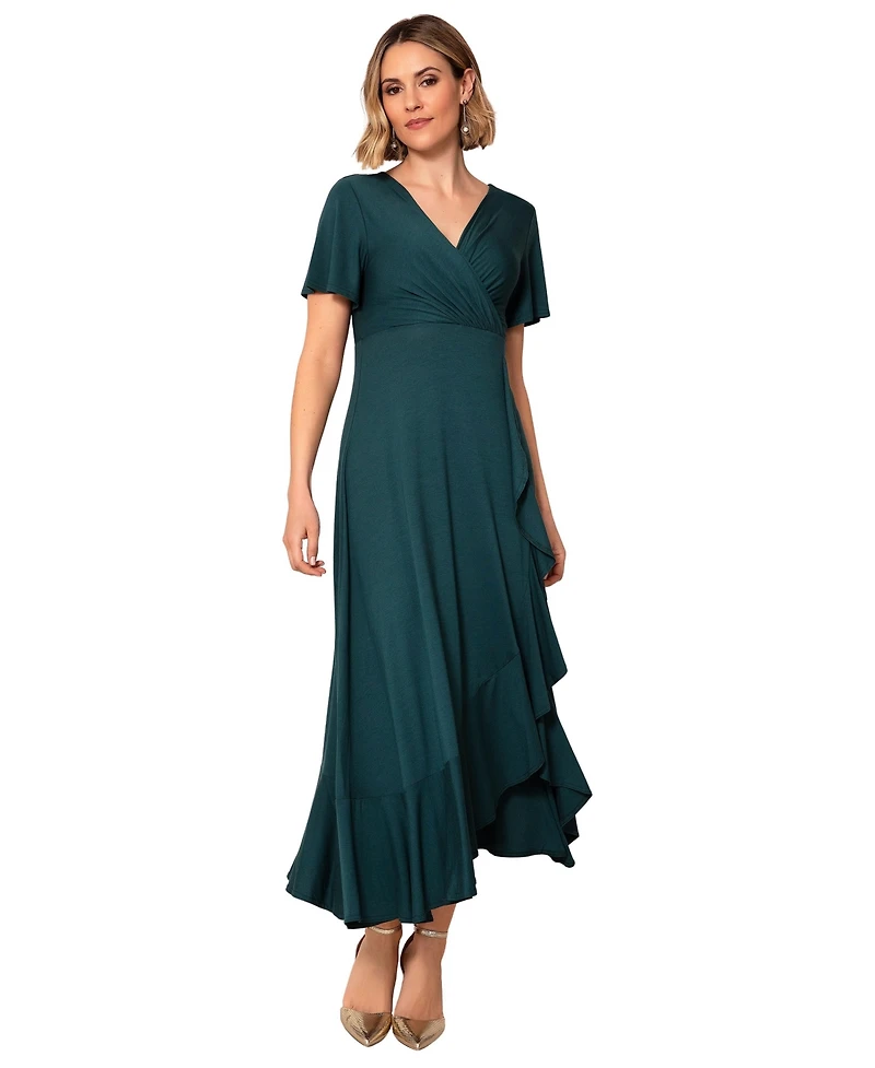 Alie Street London Women's Waterfall Ruffle Wrap Midi Dress