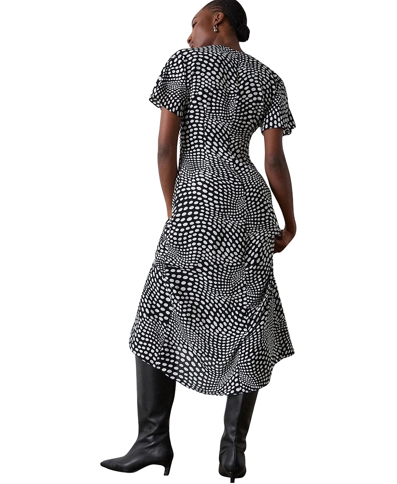 Whistles Women's Mixed Dot Scarf Midi Dress