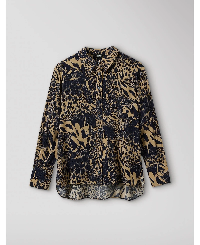 Whistles Women's Patchwork Leopard Print Shirt