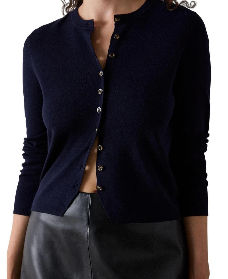 Whistles Women's Crew Neck Scarf Cardigan