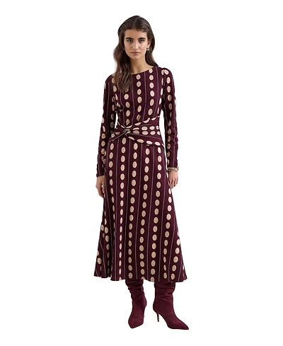 Phase Eight Women's Eugenie Spot Knot-Waist Midi Dress