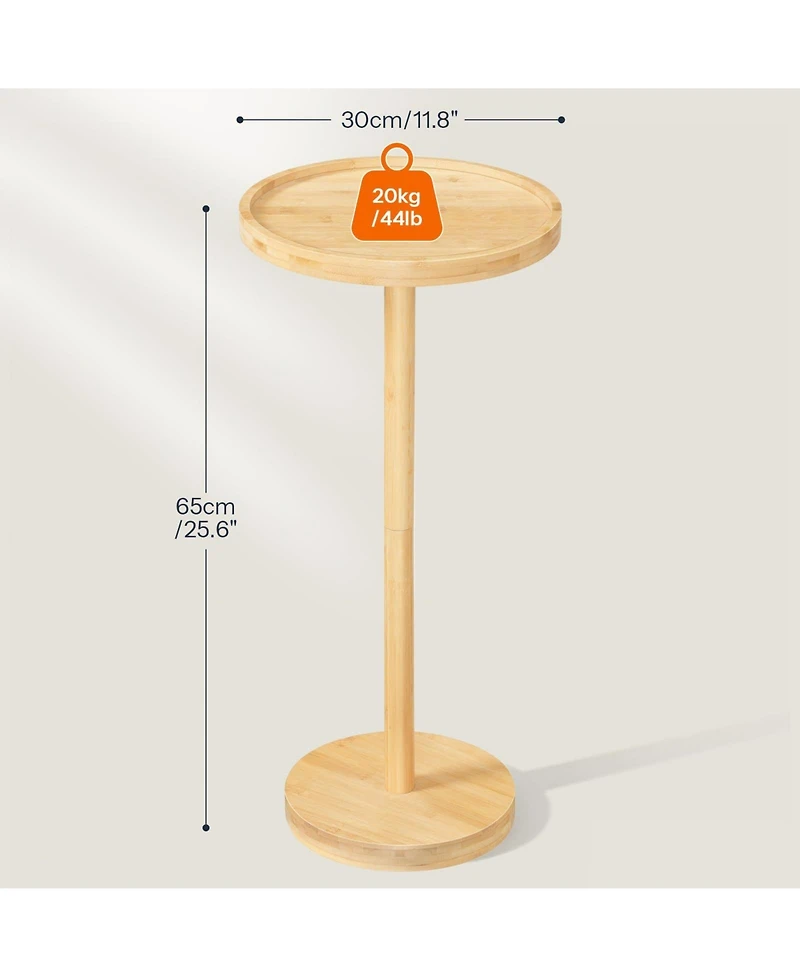 Slickblue Indoor Wicker Round Side Table with Sturdy Frame for Living Room Bedroom and Balcony