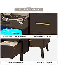 Vlsrka 17.7" W Smart Led Nightstand with 2 Drawers
