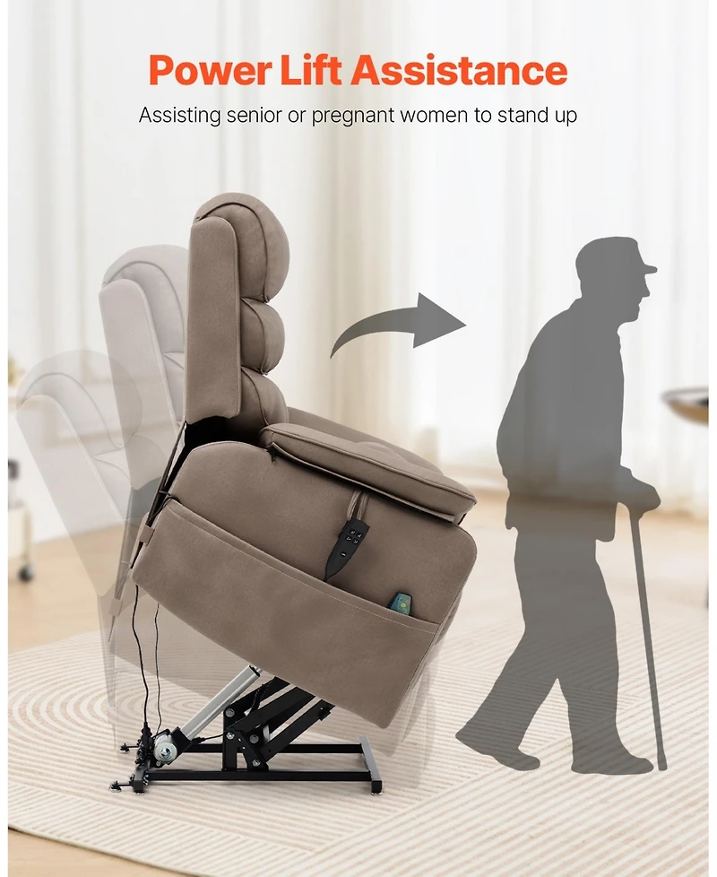 Sugift Dual Motor Power Lift Recliner Chair for Elderly with Heat and Massage 350 Pound Capacity