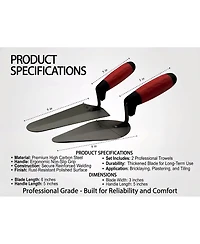 Xdovet Masonry Trowel Set High Carbon Steel Comfort Grip 2-Piece