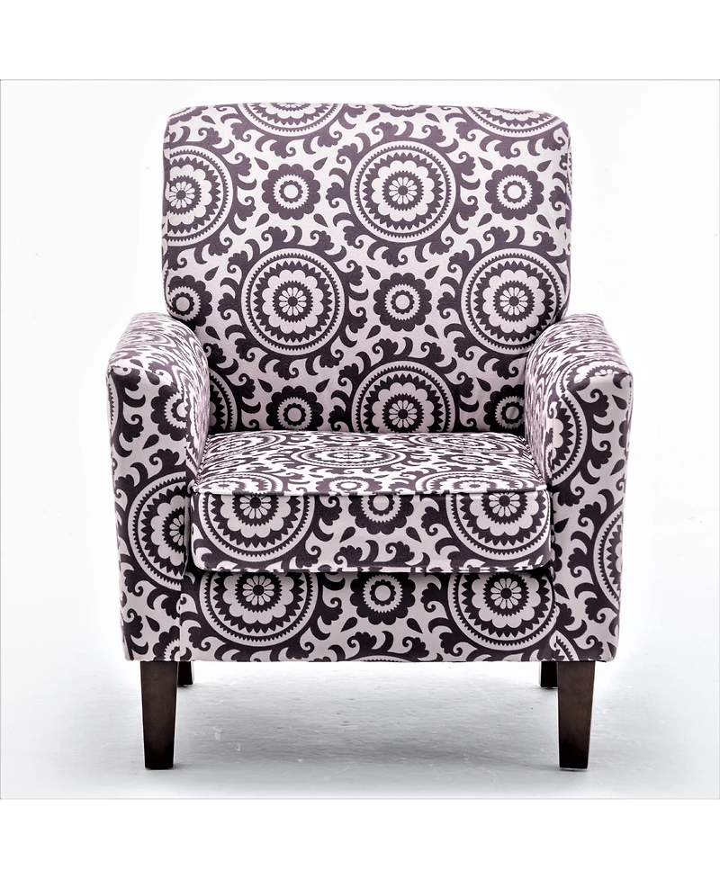 Slickblue Patterned Accent Chair with Birch Wood Frame and Foam Padded Seat