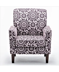 Slickblue Patterned Accent Chair with Birch Wood Frame and Foam Padded Seat