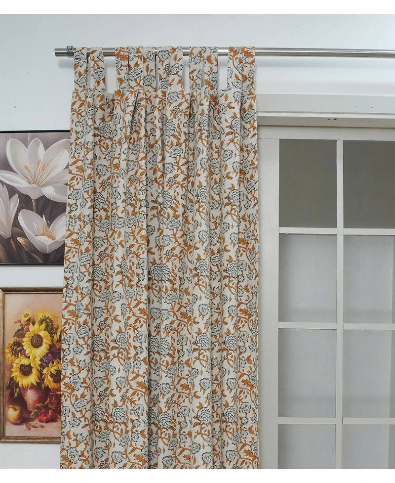 Fabdivine Mrignayani Artisan Block Print Floral Curtains