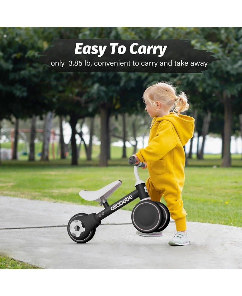 Allobebe Baby Balance Bike 3-Wheel with Adjustable Seat and Silent Wheels Ride-On, Ages 1-3