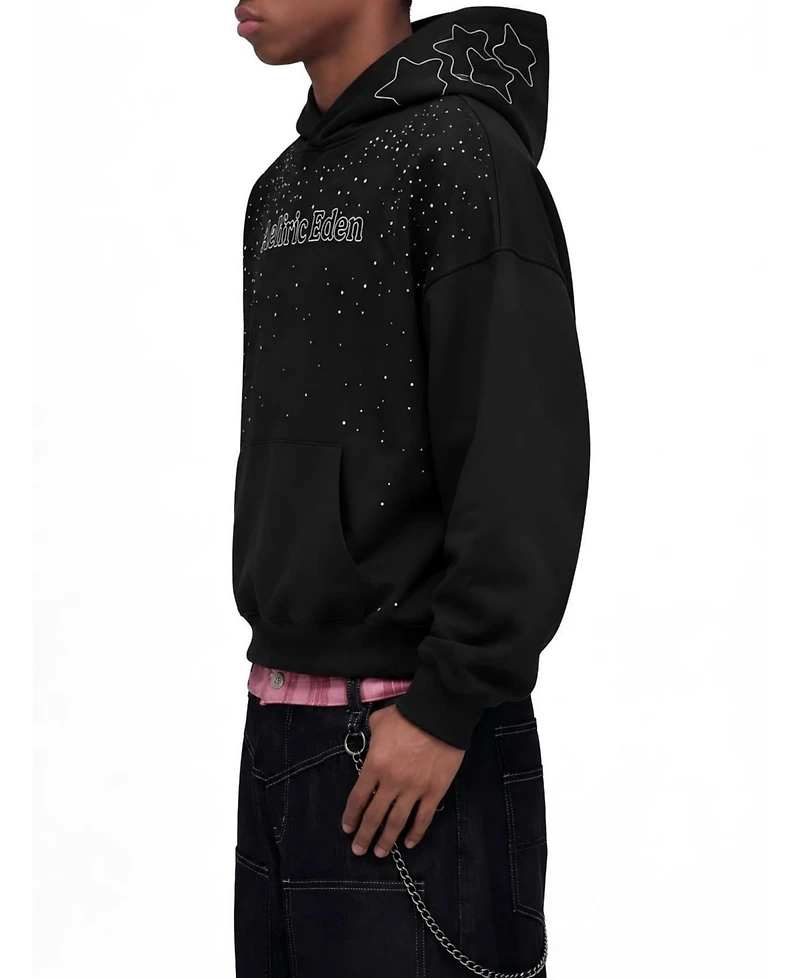 Aelfric Eden Men's Boxy Rhinestone Star Pullover Hoodie