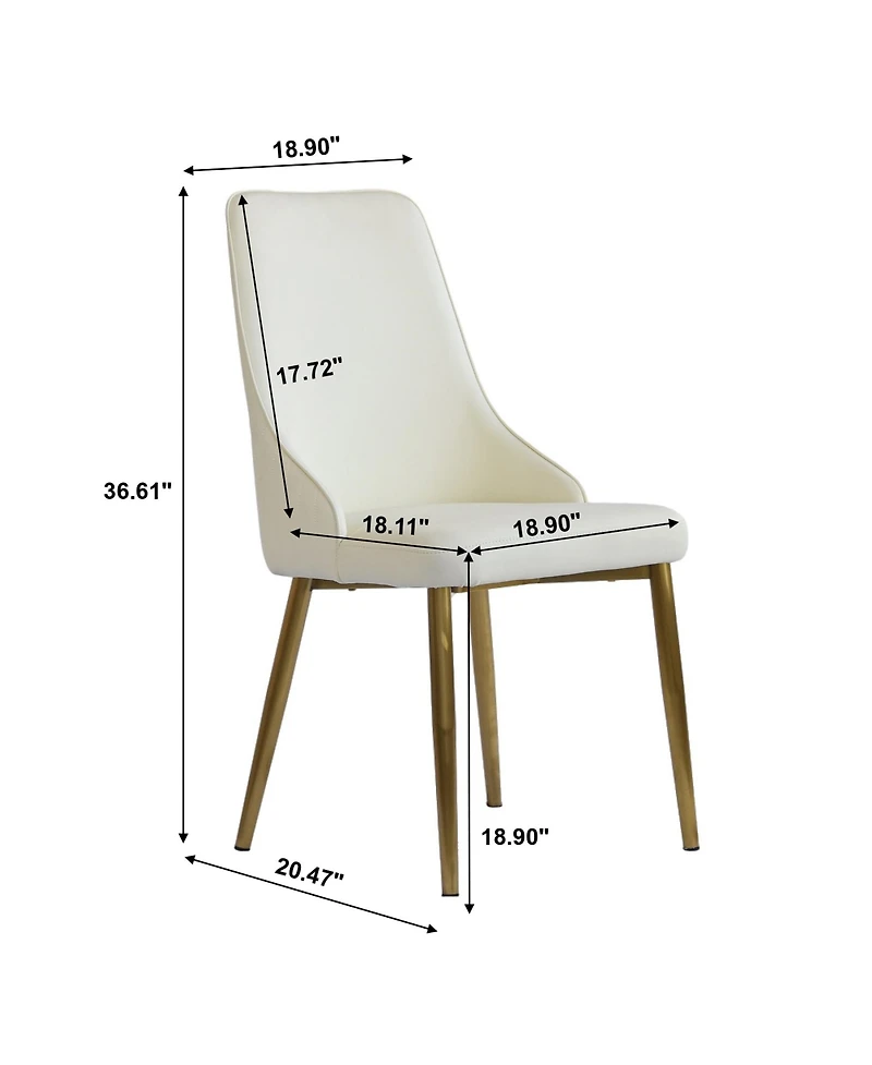 Decksplore Modern Accent Side Dining Chairs Pu Cushioned with Support Upholstered Metal Leg for Kitchen Room Living