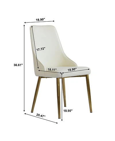 Decksplore Modern Accent Side Dining Chairs Pu Cushioned with Support Upholstered Metal Leg for Kitchen Room Living