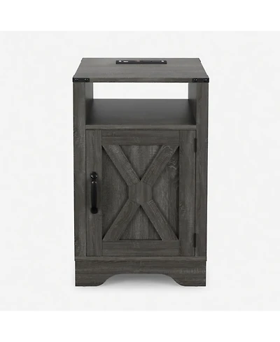 Flynama 16" Farmhouse Nightstand with Charger
