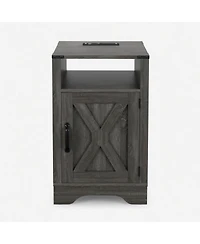 Flynama 16" Farmhouse Nightstand with Charger