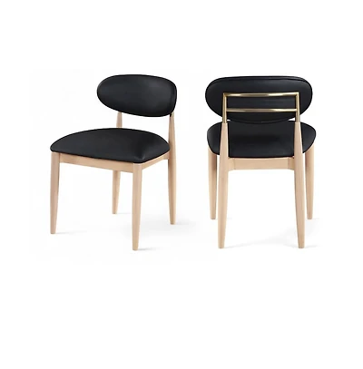 Meridian Furniture Riccio Black Faux Leather Upholstered Dining Side Chair, Set of 2